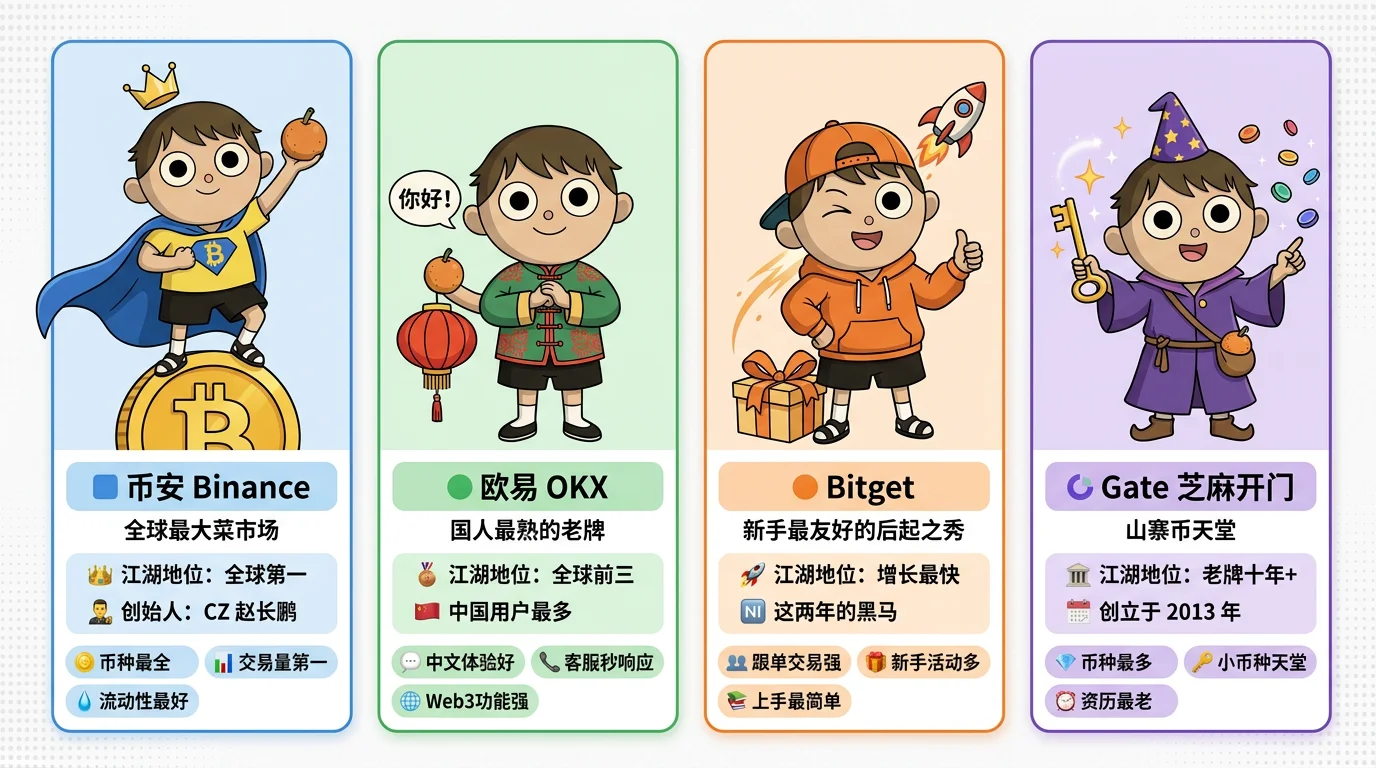 新手第一次买币，选哪个交易所不会被坑？欧易、币安、Bitget、Gate 大白话对比（配图 3）